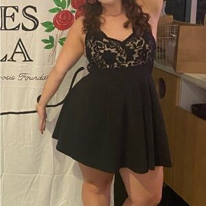 Elegant Black Lace Dress/ romper